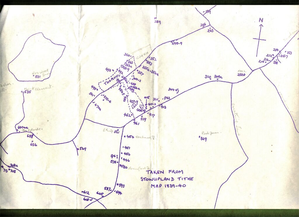 outline of 1880 Stowupland roads