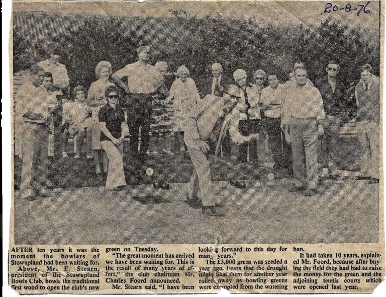 press cutting of bowling green