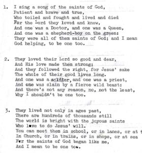 song sheet