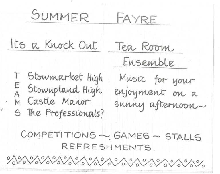 Reverse of entry ticket for a Summer Fayre