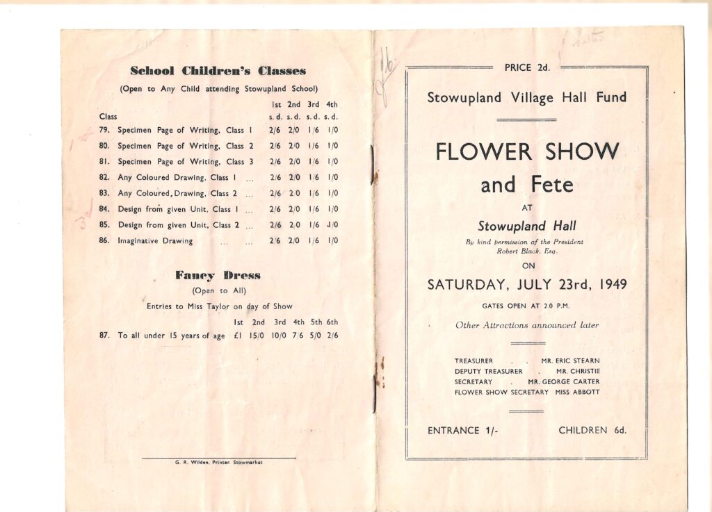 Front an back of 1949 show schedule
