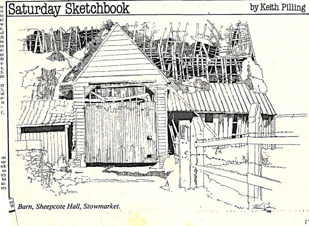 sketch of derelict barn