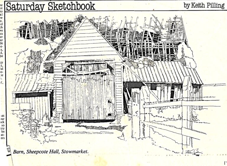 sketch of derelict barn