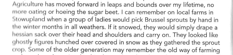 black and white text about picking sprouts