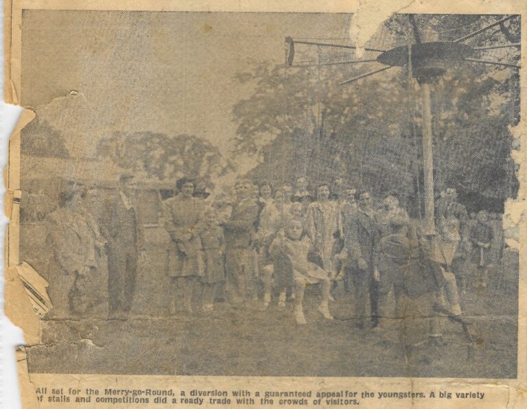 black and white press cutting of 1948 fairground ride