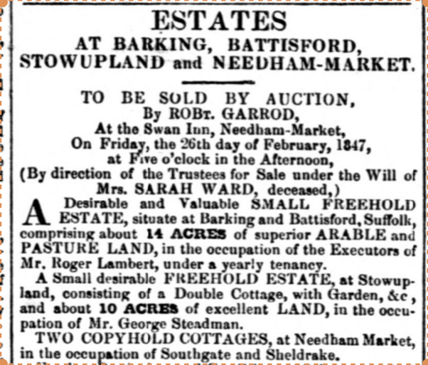 1847 auction of land