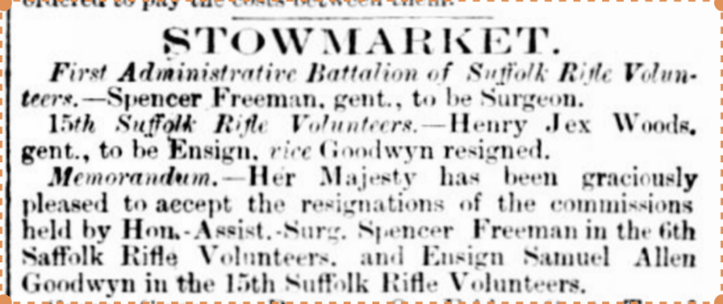 1861 Spencer Freeman appointed as surgeon