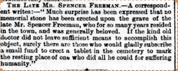 1885 article pleaing for memorial stone