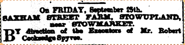 1896 advert for farm sale
