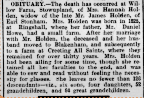 1908 death of Mrs Holden