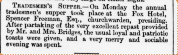 1868 Church warden supper