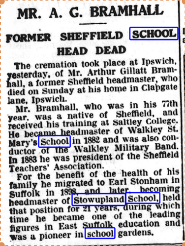 1935 press release on the death of Mr A. Bramhall