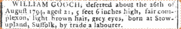 1795 description of a deserter