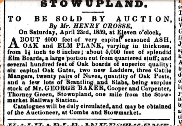 1859 sale of assorment of wood