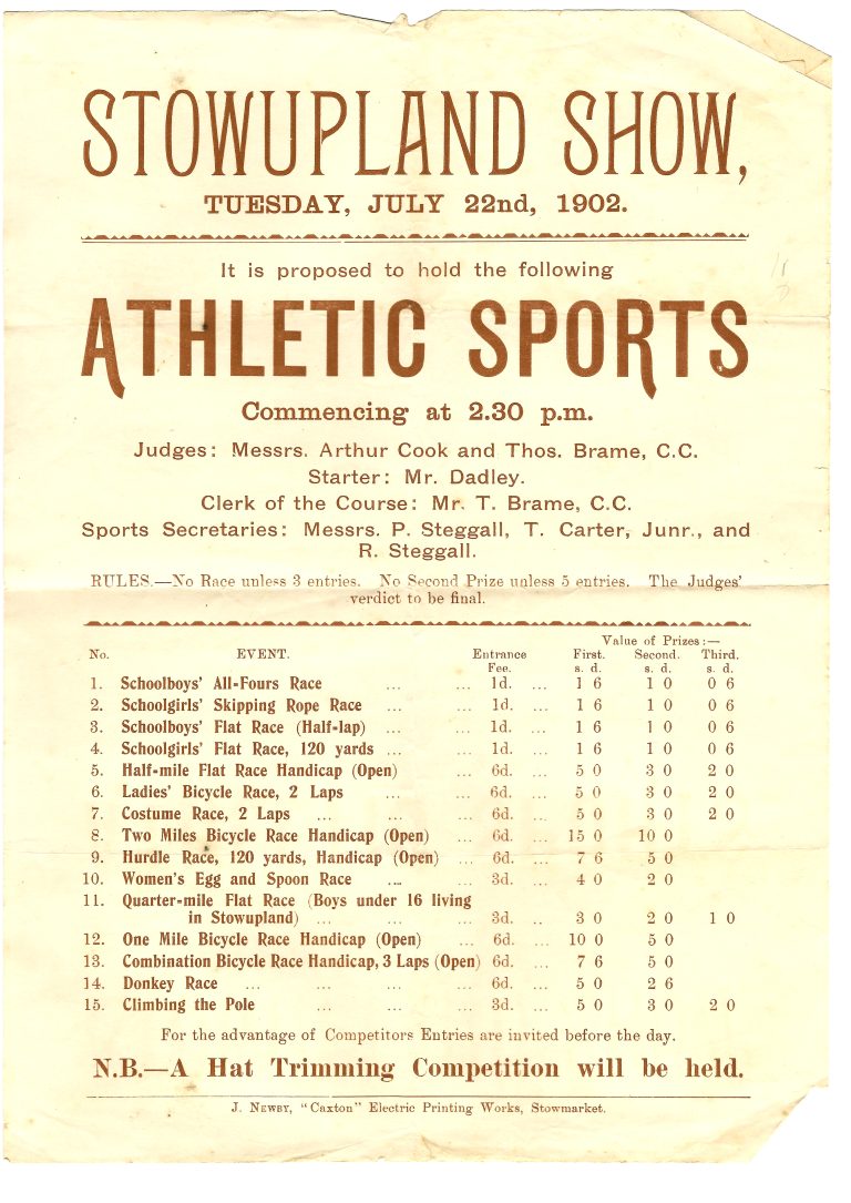 programme listing sporting events for 1902 show