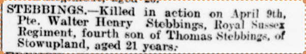 1917 report of death