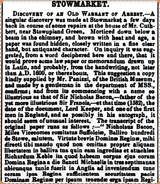 1859 press report relating to Richard Keeble