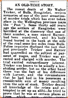 1907 report on Walter Tricker's past