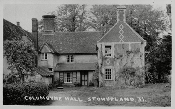 Black and white Postcard showing Columbyne Hall