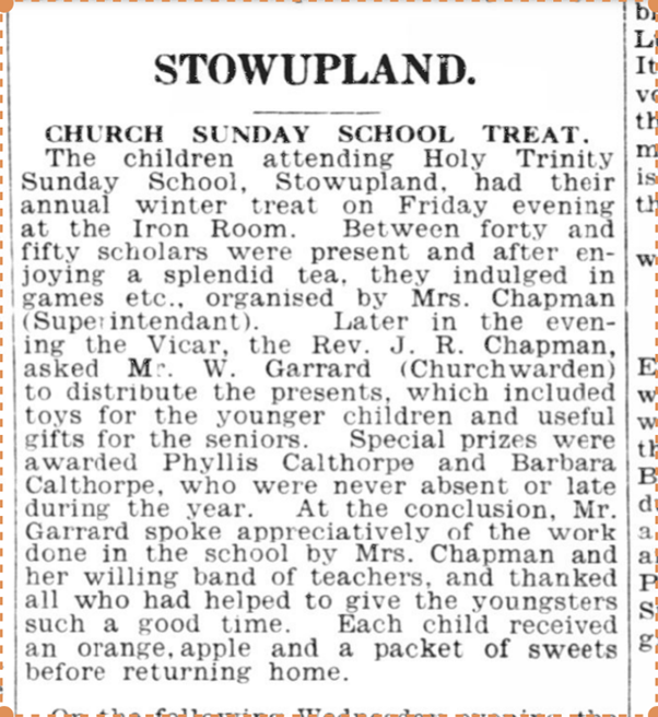 1935 article on sunday school treat