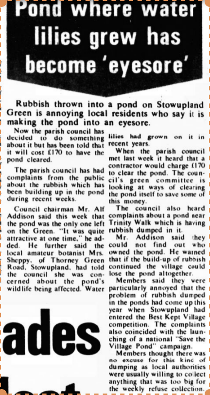 1974 concern over dumping of rubbish on the Green