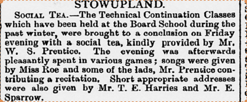 1893 report on a Social Tea