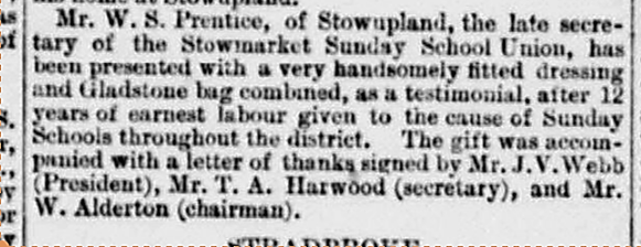 1896 press report on presentation gift