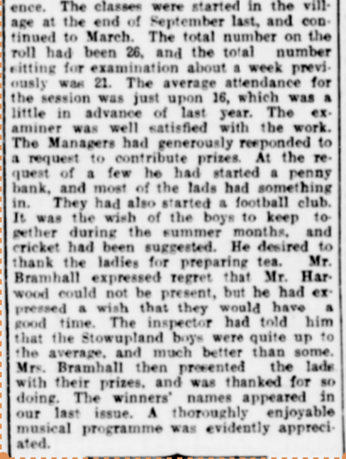 1909 press report of a social tea