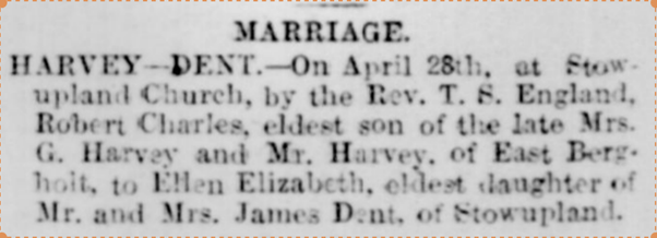 1917 marriage announcement Dent to Harvey