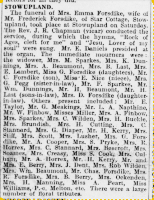 1927 report on funeral