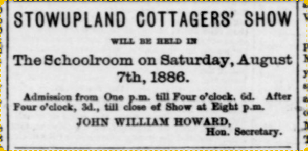1886 press advert for stowupland flower show