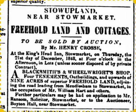 1848 sale of blacksmith shop and houses
