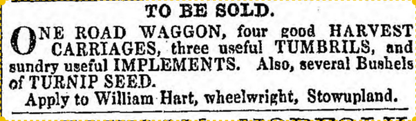 1870 sale of wheelwrights work