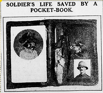 1915 image of damaged wallet of Priv Blake