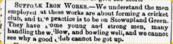 1872 organising a cricket club