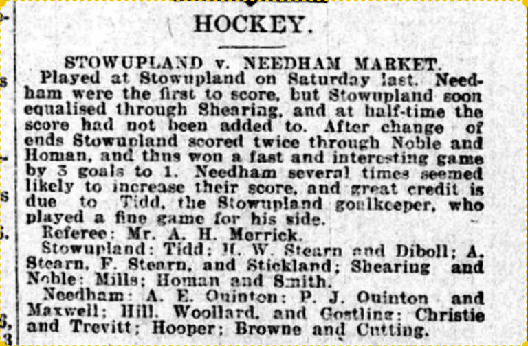 report on 1908 hockey match