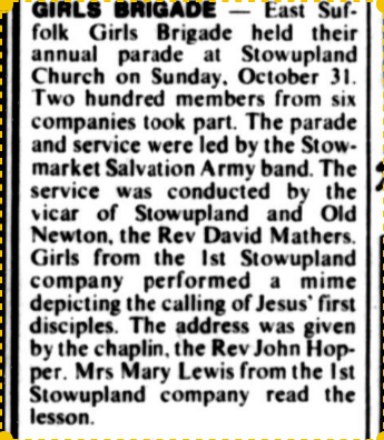 printed article 1982 church parade